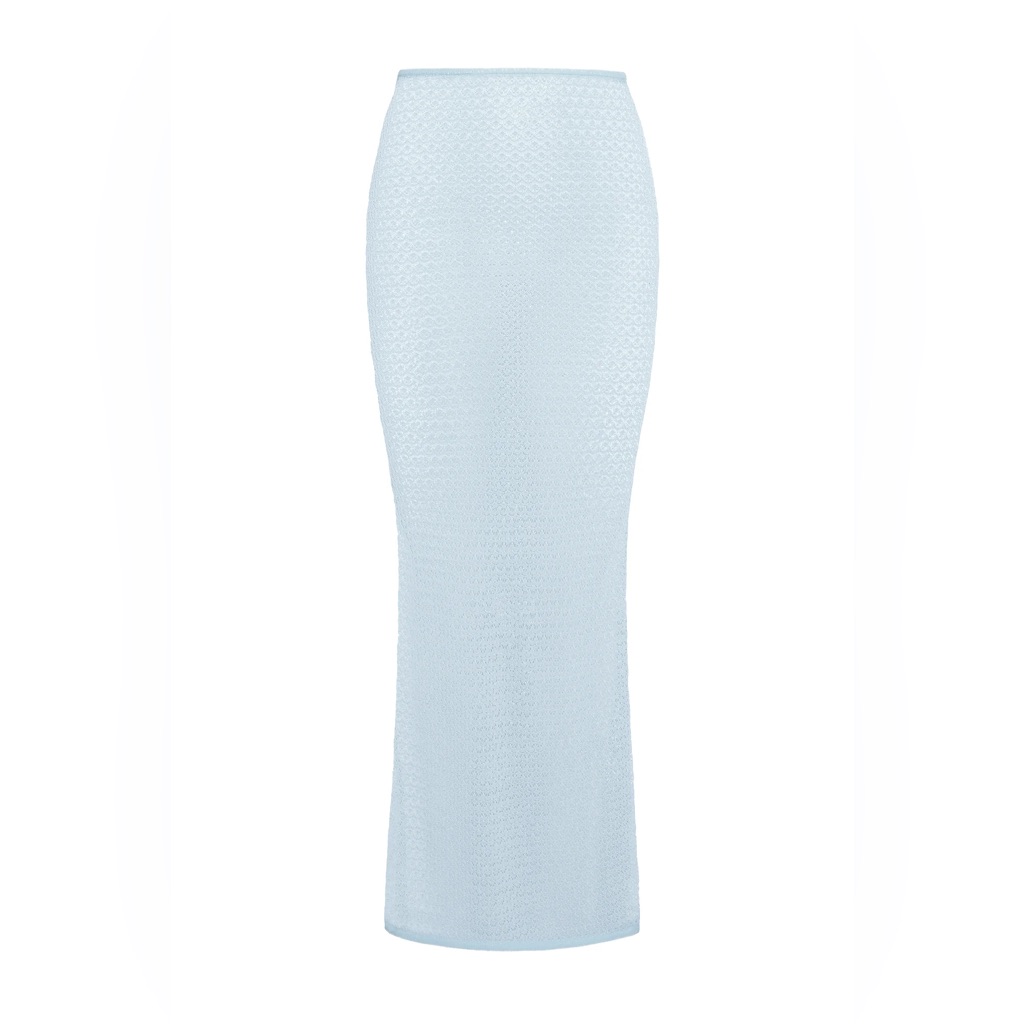 Monday Swimwear Light Blue Sheer Knit Maxi Swim Coverup Skirt
